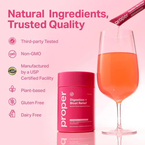 Miniatura 6 de Proper, The Pinks Digestión y Alivio de la Hinchazón. Mezcla de bebida con probióticos para la salud intestinal, prebióticos, raíz de remolacha