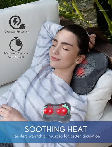 Miniatura 3 de Zyllion Masajeador Shiatsu de Espalda y Cuello con Calor - Almohada de Masaje Eléctrico 3D de Amasado de Tejido Profundo para Alivio del Dolor