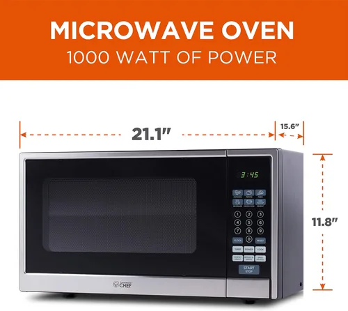 Miniatura 3 de Commercial Chef Horno de convección BLACK+DECKER de 4 rebanadas, 1.1 pies cúbicos, negro con borde de acero inoxidable y horno de convección de 4