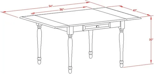 Miniatura 3 de HomeStock Mesa de comedor rectangular Mediterranean Mingle Monza de 36 x 54 pulgadas con 2 hojas caídas en acabado negro y cereza, adecuada
