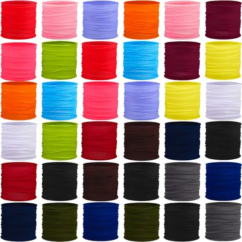 Unittype 36 unidades de polainas para el cuello, bufanda, diadema sin costuras, bandana de tubo sin costuras, pasamontañas, máscara facial