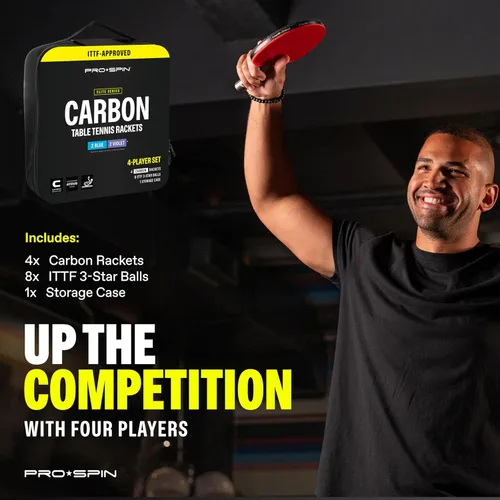 Miniatura 9 de PRO-SPIN Palas de ping pong - Raquetes de tenis de mesa de nivel profesional con fibra de carbono para un control superior Lámina de 7 capas, goma