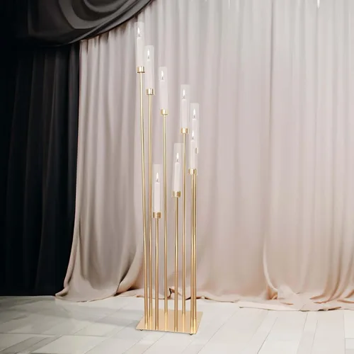 Miniatura 26 de Efavormart Paquete de 2 Portavelas Candelabro Transparente de 18", Pantalla de Vidrio para Vela, Pantalla de Vela Huracán de Extremo Abierto