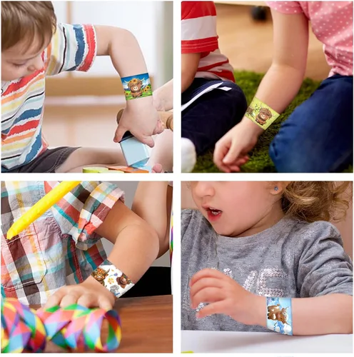 Miniatura 4 de 48 pulseras de vaca de las tierras altas, recuerdos de fiesta de animales de dibujos animados para niños y niñas, suministros de fiesta de baby