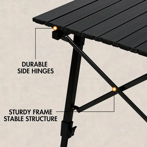 Miniatura 8 de PORTAL Mesa de camping plegable portátil con patas ajustables, mesa plegable de aluminio mesa enrollable con bolsa de transporte para exteriores