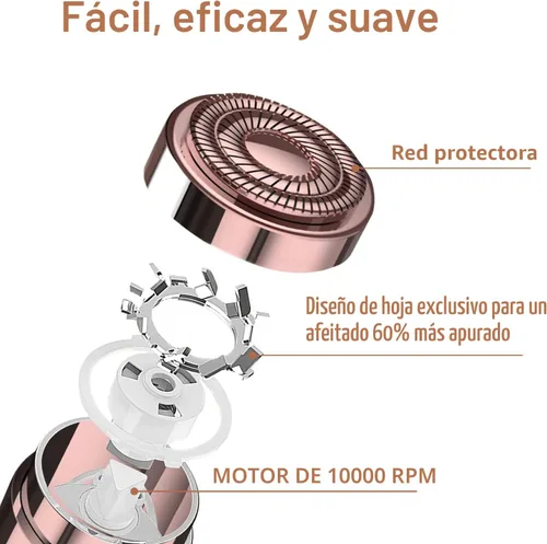 Miniatura 7 de Dispositivo de depilación facial para mujer con batería y 2 cabezales de repuesto, afeitadora facial para mujeres para pelo fino, barbilla, labio