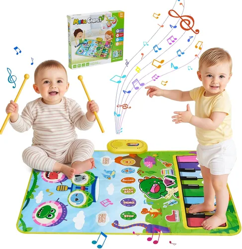 Miniatura 8 de Tapete de juego musical para bebé, educativa temprana 3 en 1, piano tambor de animal Touch de 31.5 x 19.6 pulgadas, manta de juego Montessori
