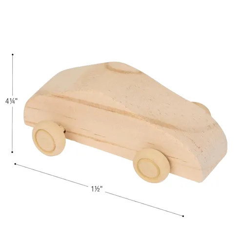 Miniatura 8 de Colorations Coches de madera, juego de 12, ruedas móviles que ruedan, listos para pintar autos, kit de manualidades de madera para bricolaje