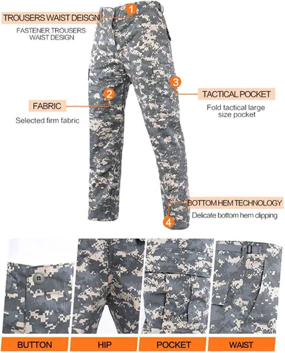 Miniatura 5 de LANBAOSI Conjunto táctico BDU uniforme de combate para hombre, camisa militar, chaqueta y pantalones