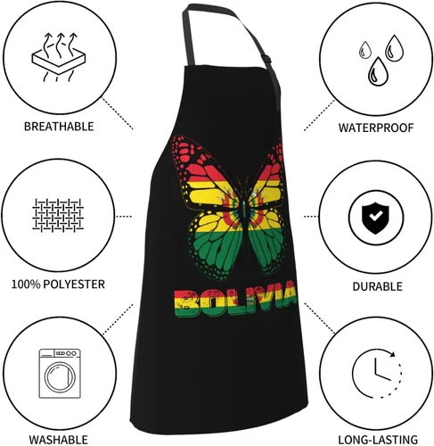 Miniatura 8 de Delantal vintage con diseño de bandera de la República Centroafricana con bolsillos para chef, hombres y mujeres, pintor, cocina, horneado