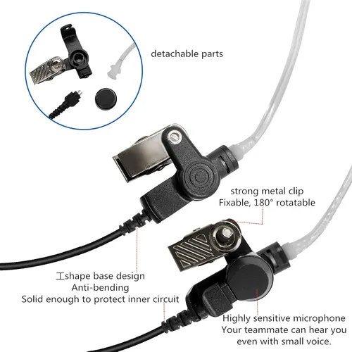 Miniatura 3 de WODASEN Auricular de 0.138 in solo escucha 1 pin receptor de tubo acústico Walkie Talkies Auriculares de vigilancia para radios bidireccionales