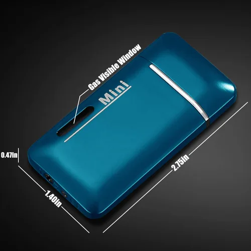 Miniatura 2 de Paquete de 2 mini encendedores de butano, soplete doble con ventana visible, encendedor de bolsillo recargable y ajustable, gran regalo para hombres