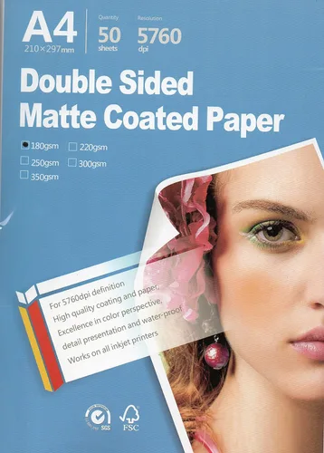 El mejor papel fotográfico de impresión de inyección de tinta mate de doble cara 8.3 "x11.7" tamaño A4 50 hojas peso 180gsm para todas las