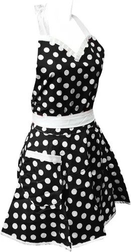 Miniatura 2 de Wrapables Delantal de anfitriona coqueta ajustable, lunares negros