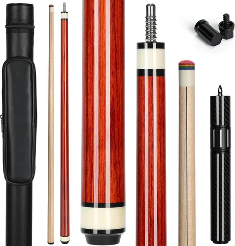 Miniatura 2 de lotmusic Advanced Pool Stick with Telescopic Cue Extension, Original Dyeing Brown Cue Sticks for Billiard Enthusiasts, 58'' Pool Cue Set with Teñido