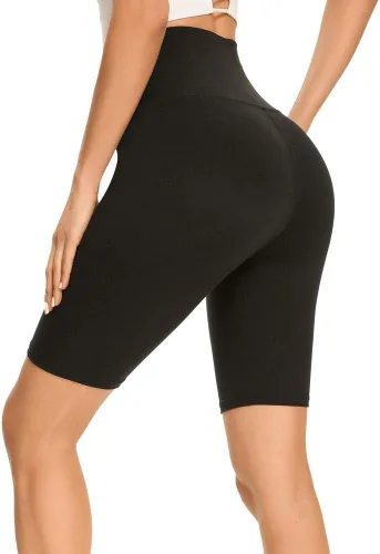 GAYHAY Pantalones cortos de ciclista de cintura alta para mujeres - 8"5"3" Pantalones cortos suaves de spandex negro para entrenamiento, voleibol,
