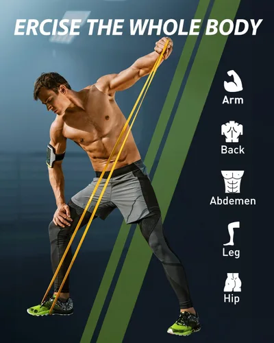 Miniatura 7 de AugKnot Resistance Bands for Working Out: 5-Levels Exercise Bands Set - Pull Up Assistance Elastic Silicone - Physical Therapy/Training/Stretching