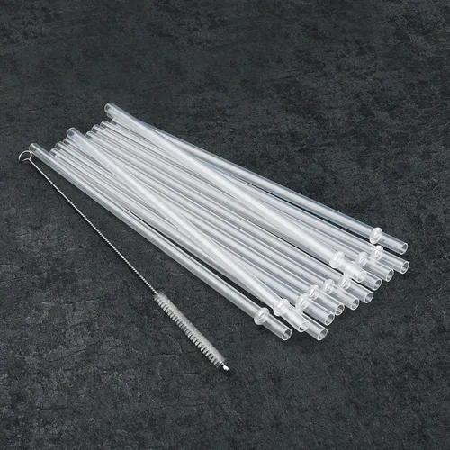 Miniatura 8 de ALINK Paquete de 12 popotes de plástico transparente reutilizables, popotes de repuesto de 10.5 x 0.3 pulgadas, popotes duros sin BPA aptos