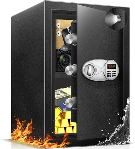 Miniatura 8 de TOTOY 2.0 Cu Ft Steel Fireproof Safe Lock Box For Home with Fire proof Bag Electronic Keypad, LED Sensor Light, Removable Shelf, External