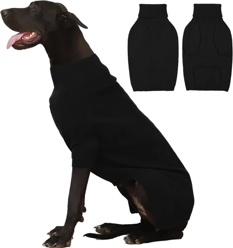Miniatura 78 de IECOii Suéter extragrande para perro, suéteres térmicos cálidos para perros de raza gigante, ropa de punto, cuello alto de invierno, elástica