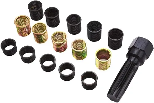 Miniatura 4 de CALIDAKA Kit de reparación de bujías de acero al carbono, 16 Uds. Herramientas de reparación de roscas M14 X 1.25 con estuche portátil