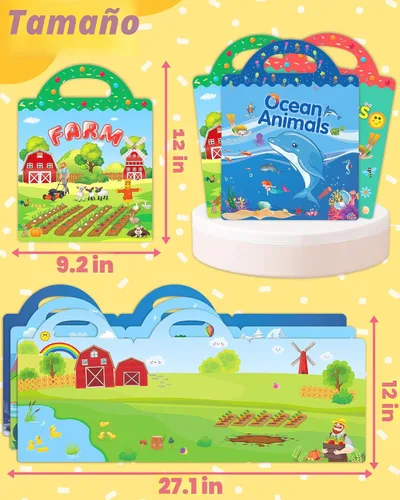 Miniatura 6 de Benresive Libro de calcomanías reutilizables para niños pequeños y calcomanías para niños, juguetes de viaje para niños, actividades
