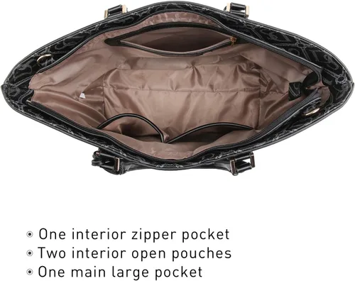 Miniatura 4 de DASEIN - Bolsa de mano para mujer, bolsa tipo bandolera, asa superior, bolsa plana para trabajar