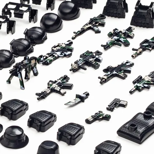 Miniatura 4 de 51 piezas de figuras de soldados de juguete, armas de camuflaje de Estados Unidos, juego de juguetes de batalla del ejército, paquete de armas, kits