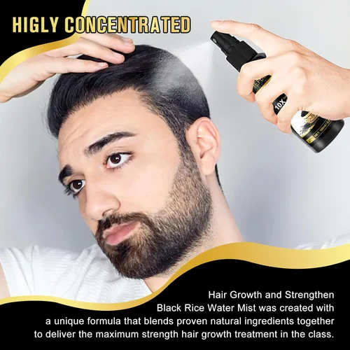 Miniatura 9 de Spray de agua de arroz negro orgánico para el crecimiento del cabello, una solución con aceite de ricino y extracto de raíz de jengibre para cabello