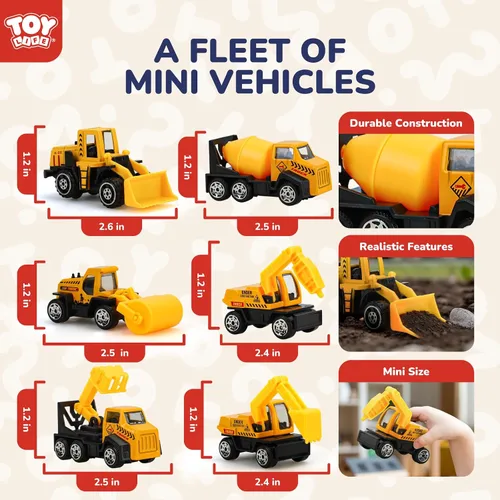 Miniatura 4 de TOY Life 28 piezas de juguetes de construcción para niños de 3 a 5 años, pequeños vehículos de construcción, juguete de caja de arena para niños
