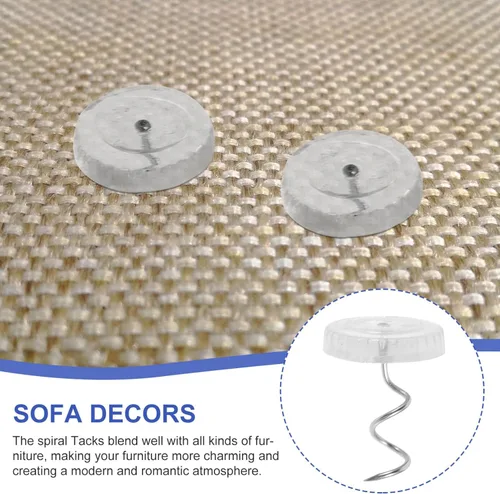 Miniatura 8 de EXCEART Tachuelas de plástico y metal para sofá, 50 unidades, clavos en espiral para tapicería, muebles decorativos