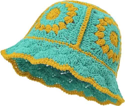 Miniatura 17 de XYIYI Sombrero de Cubo de Ganchillo Tejido para Mujer Hecho a Mano Plegable Sombrero de Playa Lindo Sombrero de Pesca Tejido a Mano