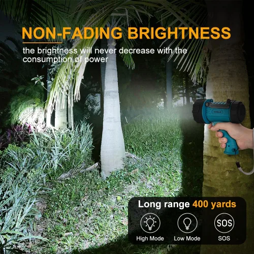 Miniatura 2 de YIERBLUE Linterna recargable IP67 impermeable con 1000,000 lúmenes LED, 12 horas de luz de punto de larga duración, foco de mano resistente a