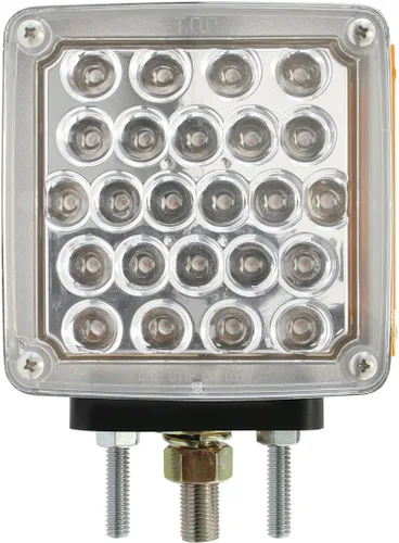 Miniatura 2 de GG Grand General 77623 Square 2 Face Amber/Red Pearl LED Pedestal Light, lente transparente, lado del conductor Ámbar/rojo/transparente