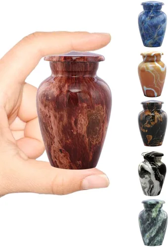 Miniatura 13 de Urna Conmemorativa para Compartir Recuerdos con Acabado de Mármol – Mini Urna de Cremación de Metal para Cenizas Humanas o de Mascotas – Pequeña