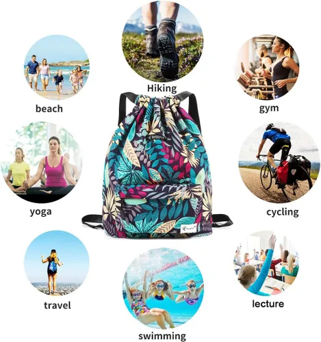 Miniatura 5 de Bolsa impermeable con cordón para ir al gimnasio o la playa, o practicar deportes, unisex