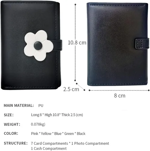 Miniatura 42 de MEISEE Billetera pequeña para niñas y mujeres, billetera de tres pliegues, bolsillo para efectivo, con estampado de flores, monedero con ventana