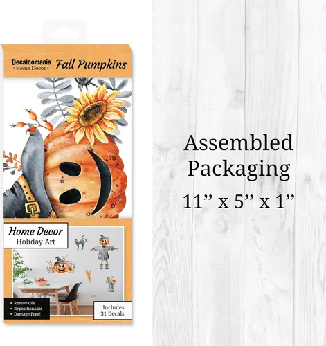 Miniatura 8 de Decalcomania - Calcomanías de pared para Halloween, juego de 31 calcomanías de decoración de calabazas de otoño para sala de estar, dormitorio