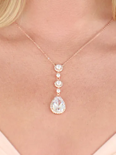 Miniatura 4 de Mariell - Collar de novia y boda, collar con colgante de gota de cristal de circonita cúbica para novias, damas de honor, graduación, regreso a