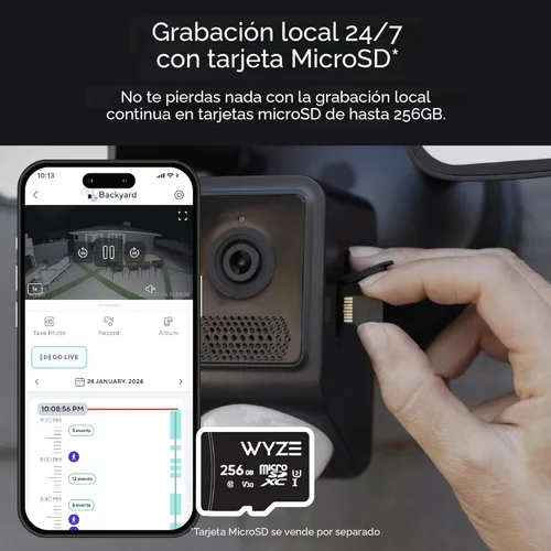 Miniatura 7 de WYZE Cámara Floodlight v2, Cámara de Seguridad para Exteriores, 2K HD con Visión Nocturna a Color, LEDs de 2800 Lúmenes, Visión Amplia de 160°
