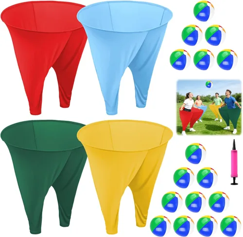 Miniatura 14 de Juego de pantalones de abuelita para patio, pantalones gigantes de abuelita, juego al aire libre, incluye pelotas hinchables y bombas de aire