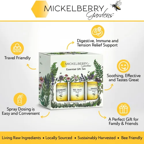 Miniatura 3 de Mickelberry Gardens The Essential Gift Set – Set de regalo orgánico que incluye spray de apoyo inmunológico, spray de alivio de tensión y spray