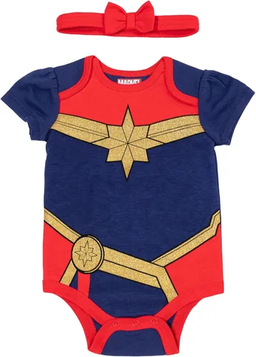 Miniatura 6 de Marvel Vengadores Capitán Marvel Capitán América Spiderman - Body de manga corta y diadema para bebés recién nacidos a bebés