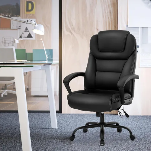 Miniatura 7 de Silla de oficina grande y alta, 500 libras, silla de escritorio ejecutiva resistente con asiento extra ancho, silla ergonómica de cuero sintético
