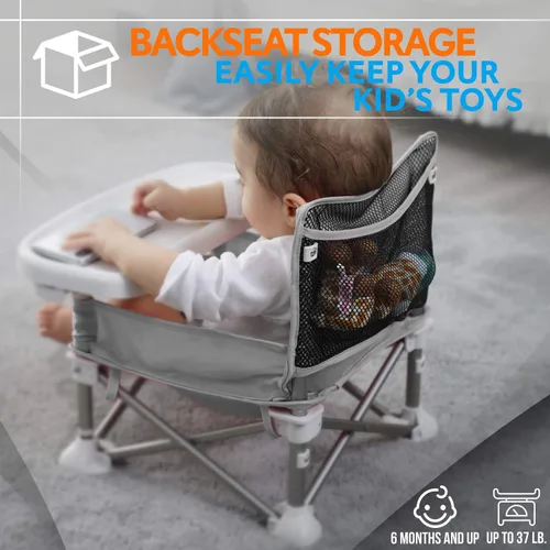 Miniatura 6 de Serene Life - Asiento elevador de asiento para bebé, ahorro de espacio, silla de alimentación plegable portátil para abrir y reventar, cinturón