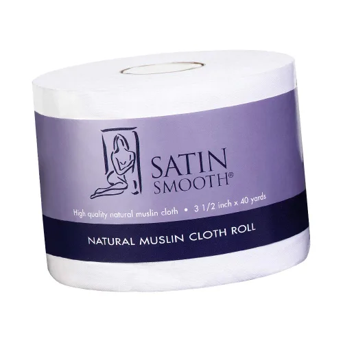 Satin Smooth Tiras de cera de muselina natural, rollo de muselina, rollo de cera de tela para depilación corporal y cara, 3.5 pulgadas x 40 yardas