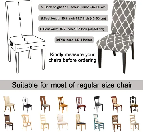 Miniatura 5 de JQinHome Juego de 8 fundas para sillas de comedor, fundas de alta elasticidad extraíbles y lavables, fundas protectoras de asiento para silla