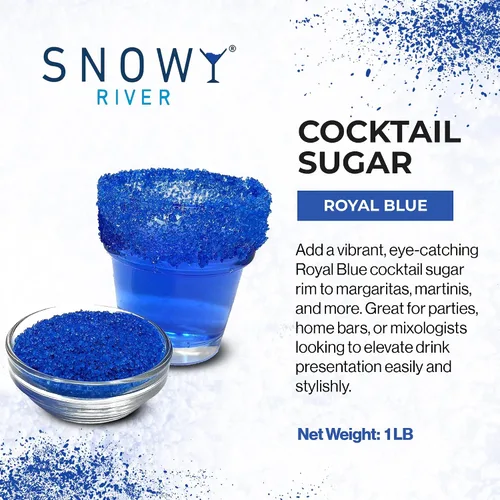 Miniatura 2 de Snowy River Azúcar de cóctel azul real, certificado Kosher de color natural azul real (1 libra, cristal mediano)