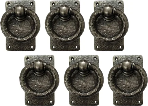 Miniatura 5 de Adonai Hardware "Adonikam" - Anillo de hierro fundido antiguo resistente para puerta de entrada frontal medieval (1 paquete, negro mate) para Mate