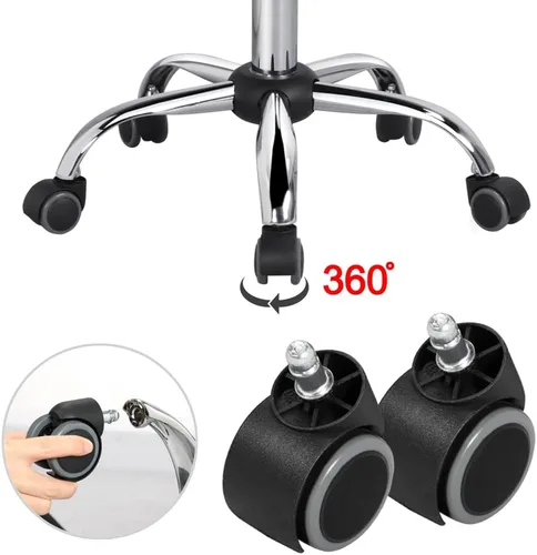 Miniatura 6 de Topeakmart Silla de trabajo con respaldo medio, respaldo bajo, de cuero, giratoria, para oficina, computadora, escritorio, retro, sin brazos, Negro